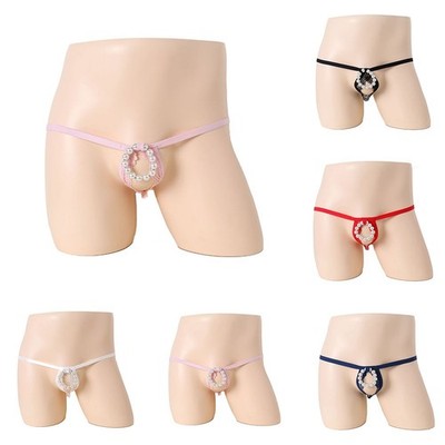 New Fashion Men's O Ring Hole G String Thong Crotchless Underwear Lingerie