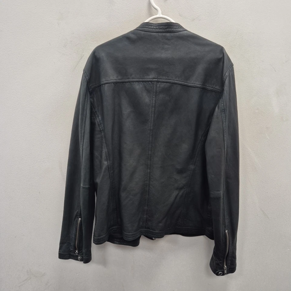 Reiss Defender Black Soft Leather Lightweight Punk Biker Racer Jacket Size Large - Image 2 of 4