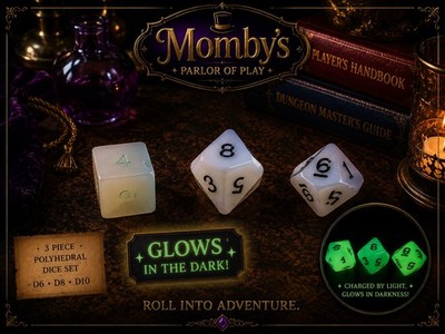 Vintage Glow In The Dark Polyhedral Dice Lot 3 Pc  D&D MIX White