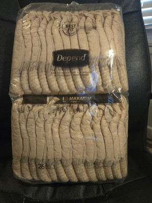 depends Large Maximum 26 COUNT 38-44in waist NEW SEALED