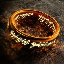 Lord of the Rings The One Ring LOTR TUNGSTEN STEEL SIZE 12 Ring on 22" Chain BAG