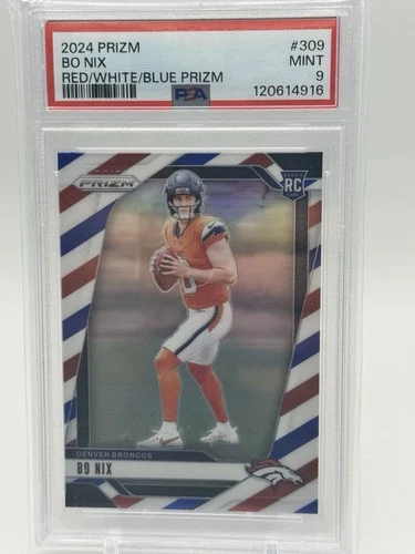 2024 PANINI PRIZM RED, WHITE, BLUE PRIZM #309 BO NIX ROOKIE RC - PSA 9