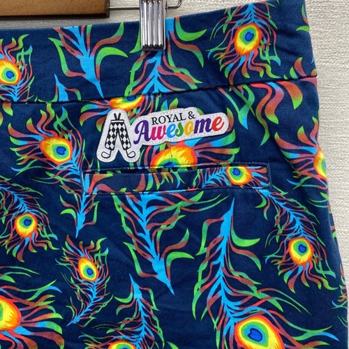 Gonna da golf donna Royal & Awesome skort stampa piuma di pavone blu taglia 14 - Foto 4 di 11