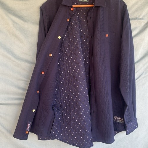 NWT Scotch & Soda Shirt Casual Large Mens Button Down Collared Cotton Navy Blue - Picture 7 of 9