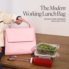 BEAUTY GOODIES - Modern Stylish Insulated Lunch Bag - Large Pink