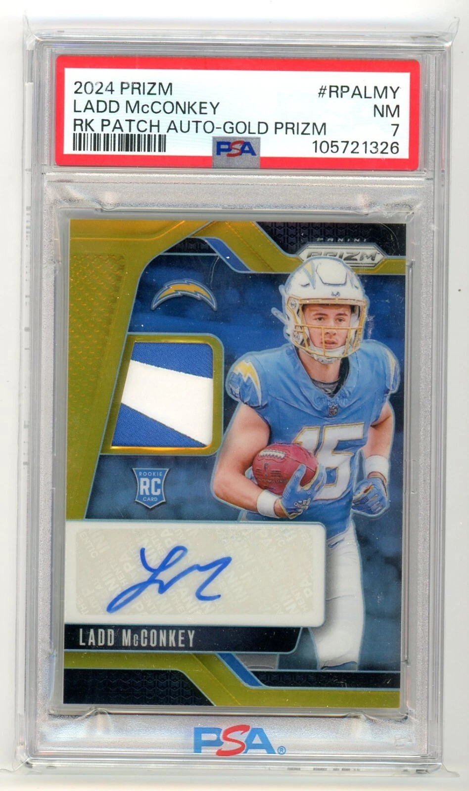 Ladd McConkey Panini Prizm Rookie Patch Autographs #RPALMY Gold Prizm