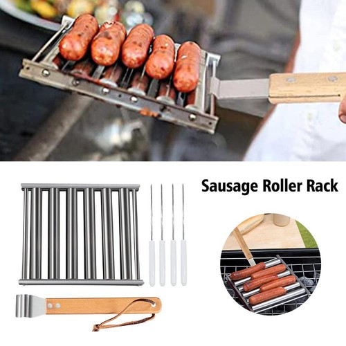 Steel Creative Sausage Roller BBQ Tool Grill Stand Roller Dog H6P9 Rack