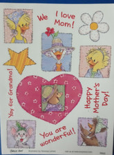 SUZY'S ZOO "HAPPY MOTHER'S DAY MOM/GRANDMA - PATCHWORK" STICKER SHEET 9900