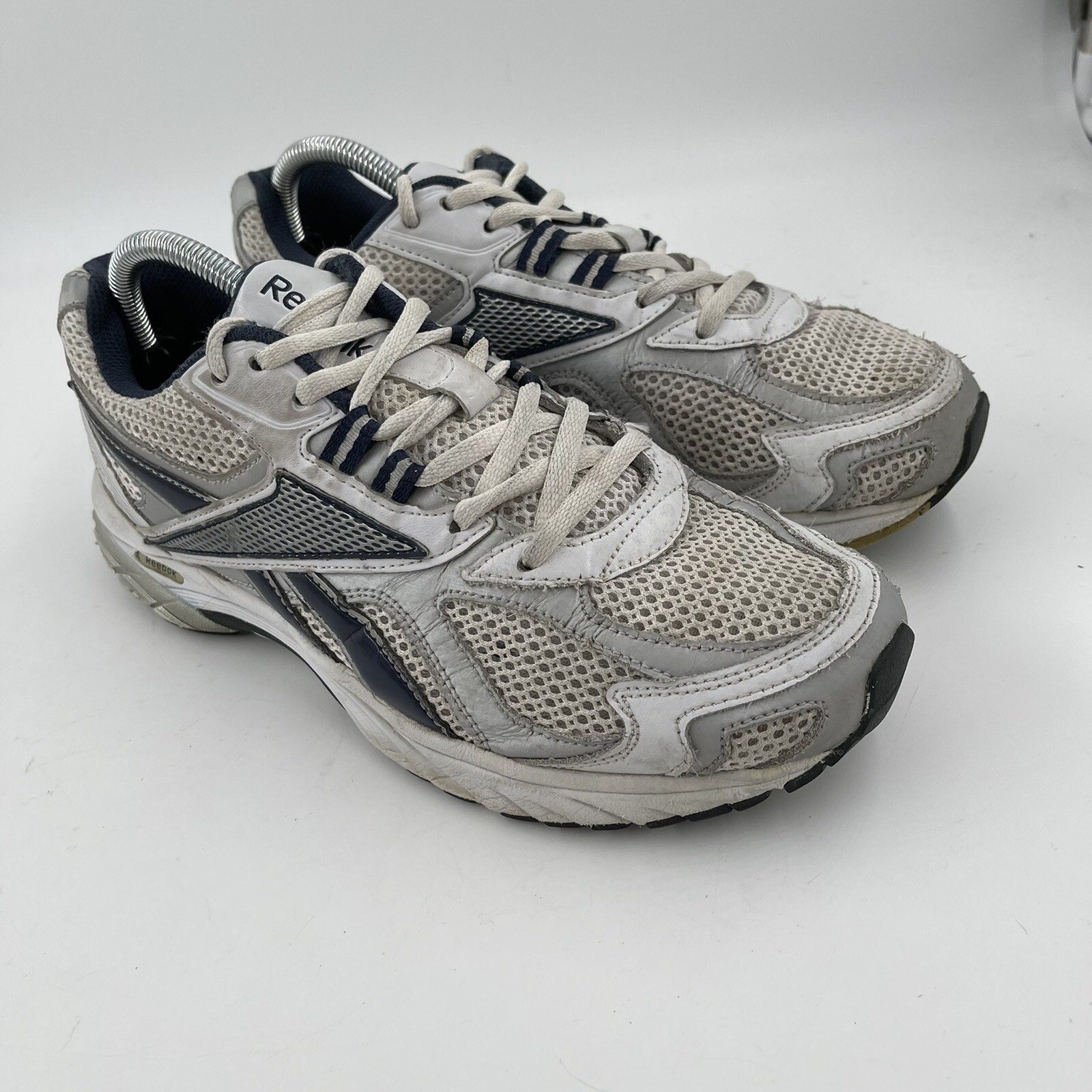 Silver Navy Running Shoes Lace Up 