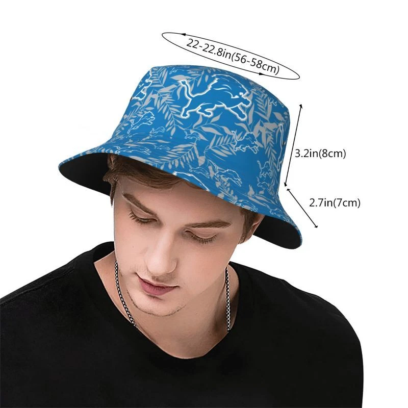 Detroit Lions Hawaiian Print Fisherman's Hat Bucket Hat Adult Sunshade