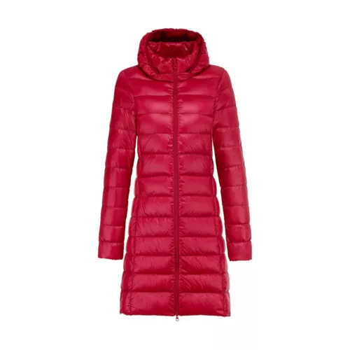 Piumino d'anatra donna ultraleggero lungo giacca puffer parka cappotto invernale con cappuccio capospalla - Foto 5 di 19