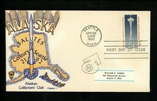 US FDC #1196 Alaska Collectors Club M-1 1962 Seattle WA World's Fair 1st Cachet