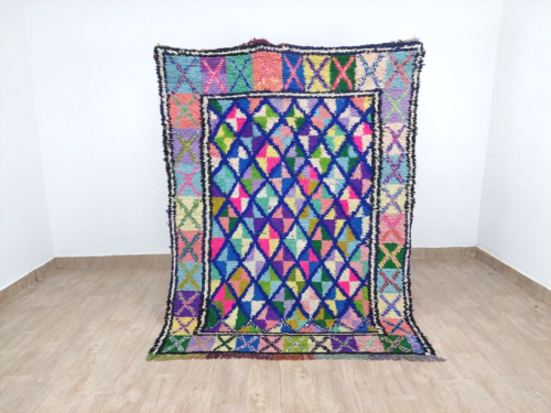 Marokkanischer Vintage-Teppich, 5 x 7, bunt, blau, geometrisch,... - Bild 1 von 8