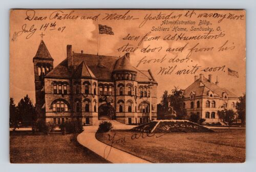 Sandusky OH-Ohio, Soldiers Home, Administration Bldg. Vintage Postcard - 第 1/2 張圖片