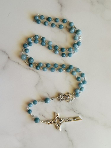 Natural Stone Jade Rosary Necklace With Silver Base Metal Cross For Church /Gift - 第 97/110 張圖片
