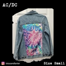 Ac/dc Acid Wash Jacket W/ Tye Dye Logo Sz Small