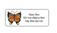 30 Monarch Butterfly PERSONALIZED RETURN ADDRESS LABELS 1 in X 2 5/8 GLOSSY