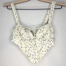Princess Polly Yellow Floral Bustier Corset Top Mini Cropped Size 2