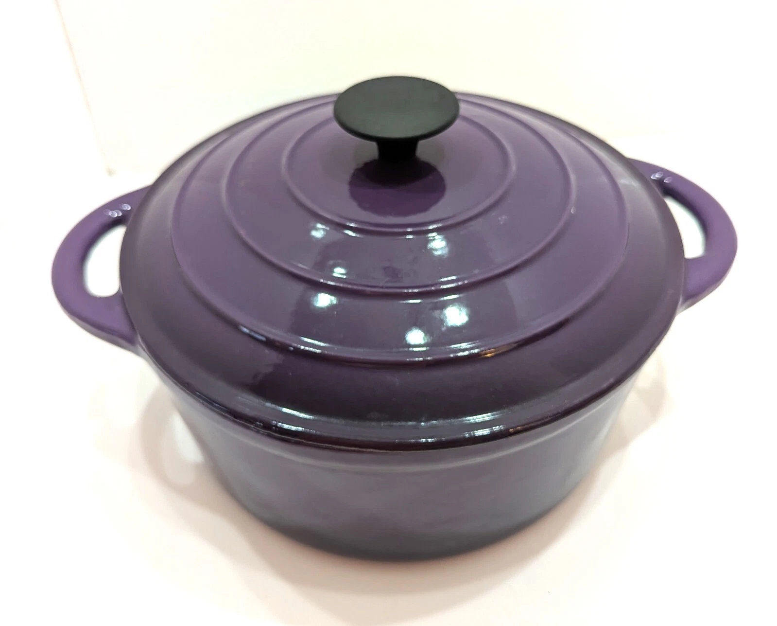 Purple Enameled 5 Qt Cast Iron Dutch Oven w Lid Stove Top or Oven Healthy Living