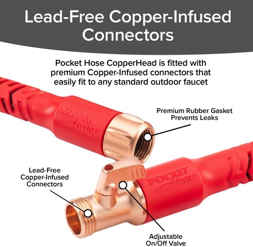 Revolutionary 50FT Copper Head Garden Hose with 10-Pattern Nozzle & 360° Swivel - Picture 6 of 10