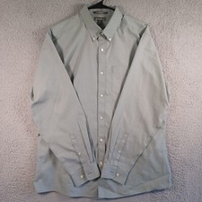 Eddie Bauer Mens Greenish Grey Button Down Shirt Size Large Wrinkle Free Relaxed