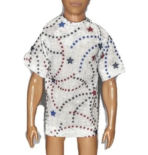 White Star T-shirt Shirt 4th of July Patriotic Fits 12" Boy Fashion Doll 1:6