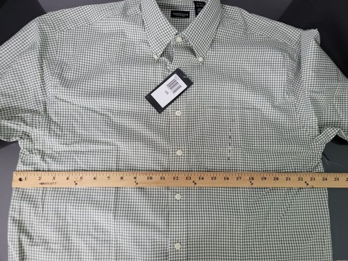 NWT Van Heusen Men's Green Check Long Sleeve Button Shirt Size Large 16-16 1/2 - Picture 4 of 7