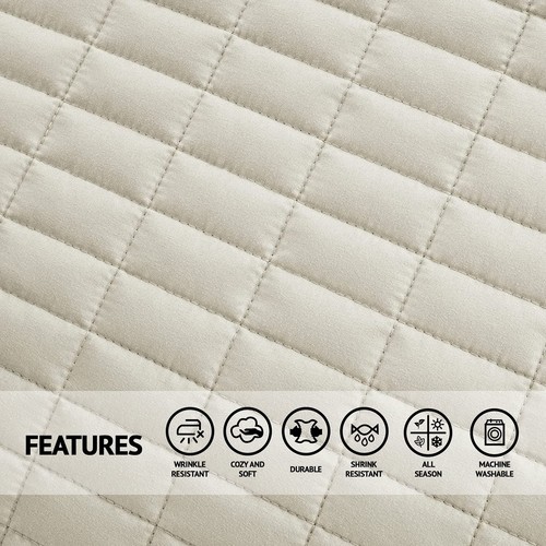Comfort Spaces Queen Quilt-All Season Bedding, Ivory Bedspread with Double Si... - Picture 7 of 9