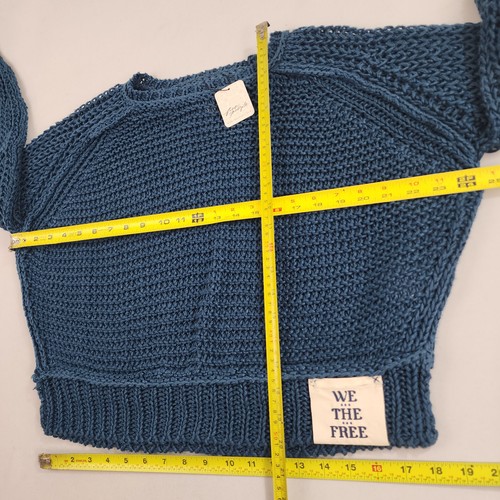We The Free People Heirloom Collection sweater womens sz S OB1964087 blue linen - Picture 7 of 13