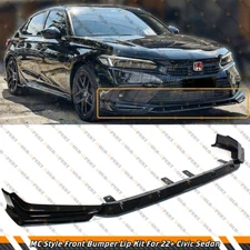 For 2022-2024 Honda Civic MC Style JDM Black Pearl Front Bumper Lip Splitter Kit
