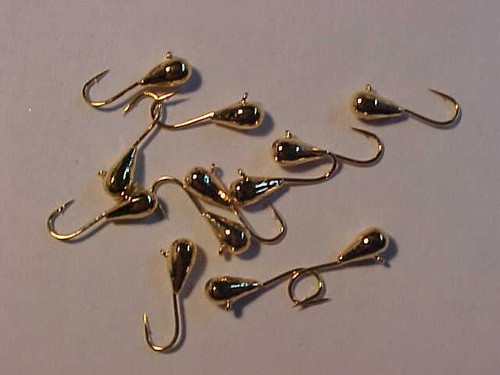 12 NEUE Gold 3mm Wolfram Jigs Größe 14 Haken Eisangeln für Rutenrolle Schnur - Bild 1 von 7