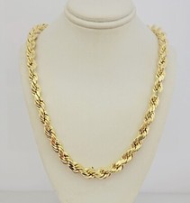 10k Yellow Gold Rope Chain Necklace 8mm 22 Inch Real 10kt Diamond Cuts For Mens