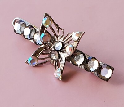 New Vintage Joomi Joolz Crystal Butterfly Barrette Hair Jewelry Lim Y2K 