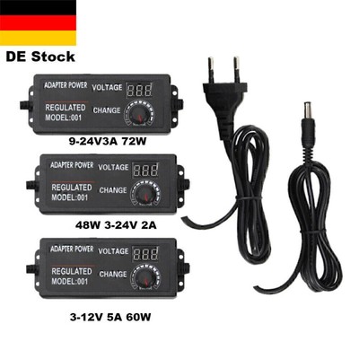 72W DC Steckernetzteil Regelbar 9-24V 3A Trafo Einstellbares Netzteil Adapter
