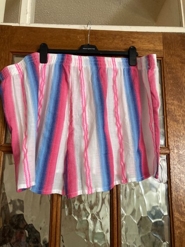 BNWT PAPAYA at MATALAN Striped ROUGE PINK & BLUE EMBROIDERED PULL ON Shorts XXL - Picture 4 of 8
