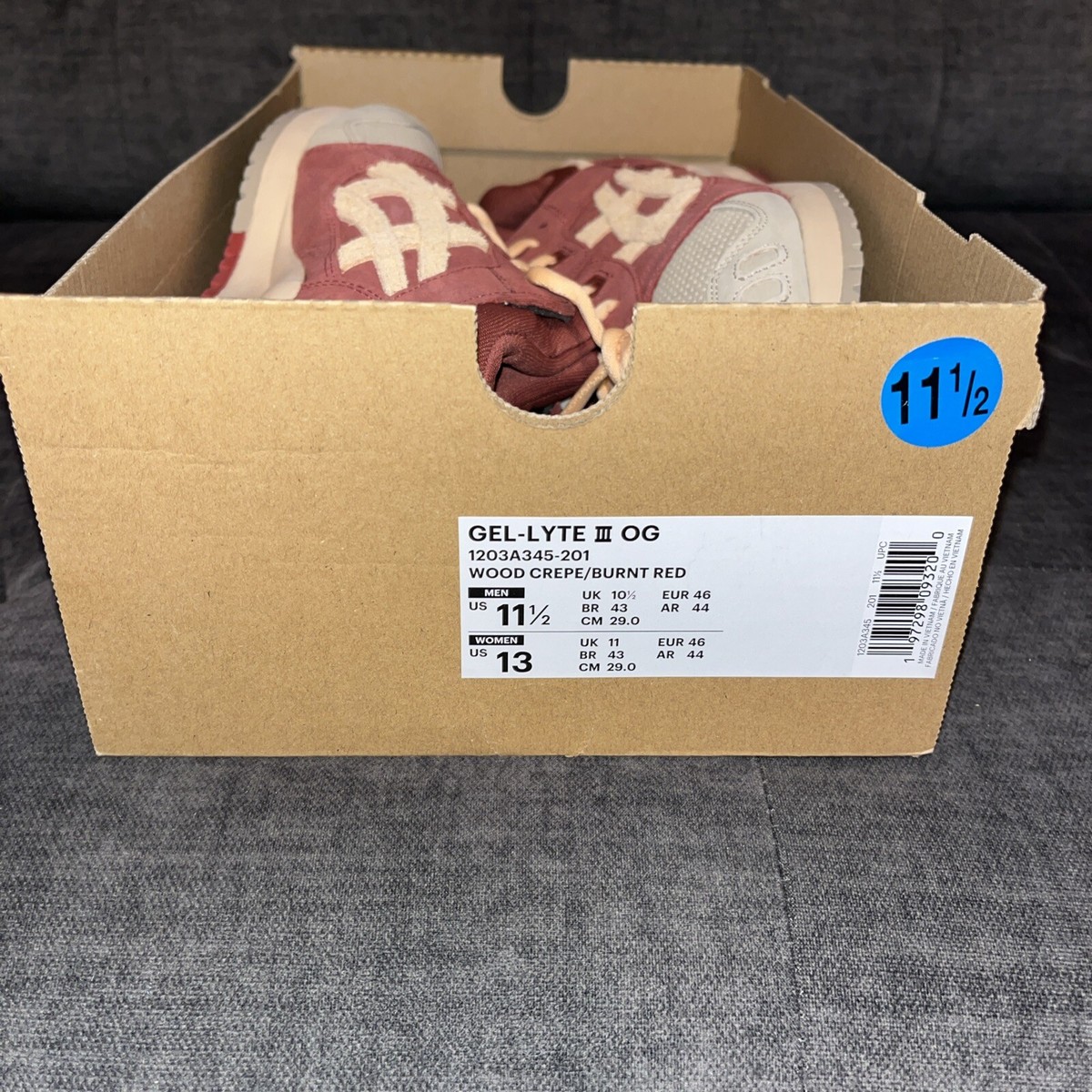 Asics Gel-Lyte III OG Wood Crepe/Burnt Red Shoes Mens Size 