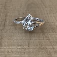 Sterling Silver Light Blue Pear Cut CZ Ring Sz 7