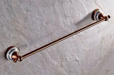 Rose Gold Brass Wall Mounted Bathroom Single Towel Rail Holder Rack Bar zba381