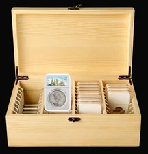 Wooden Coin Slab Case for 40 PCGS NGC ANACS Slabs – Secure Display Box