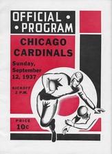1937 Green Bay Packers Chicago Cardinals Program September 12, 1937