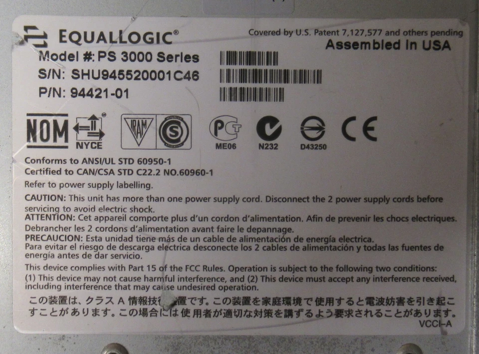 Dell EqualLogic PS3000 iSCSI SAN Storage Array 4.8TB 2x controller - 94421-01 - Image 4 of 4
