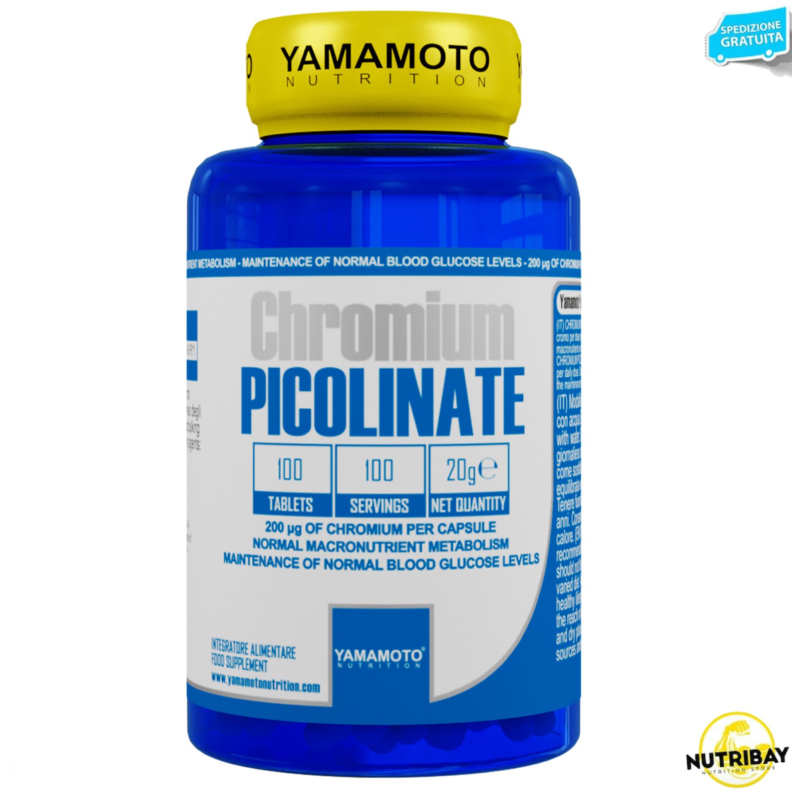 Chromium PICOLINATE di YAMAMOTO NUTRITION 100 cpr Cromo Picolinato