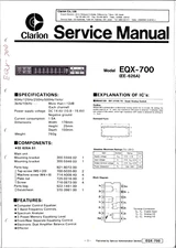 CLARION EQX-700 (EE-626A), EQUALIZER, ORIGINAL SERVICE MANUAL