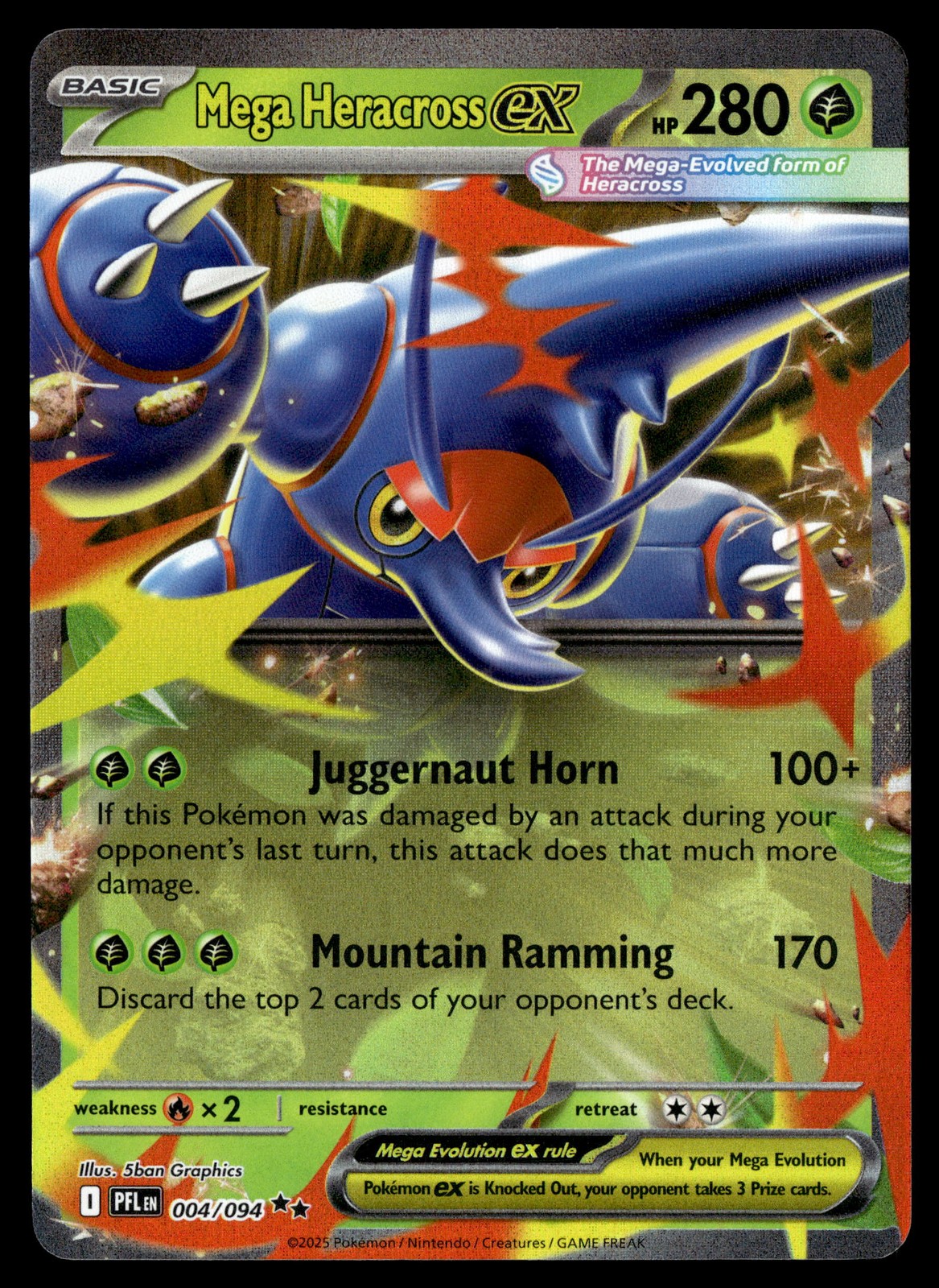 Mega Heracross ex - Double Rare ME02: Phantasmal Flames 004/094 LP