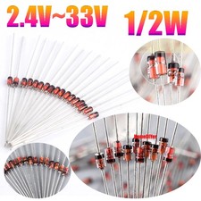 1/2W Zener Diode 0.5W 500mW DIP Zener Diodes 2.4V 2.7V 3V to 33V Various Values