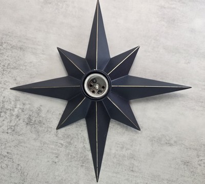 Black Gold Metal Flush Mount Star Ceiling Wall Light 12'' MCM-Look Home Lighting