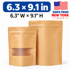 6.3 9.1 Kraft Stand Up Pouches with Window Zipper Coffee Nuts Candy Food Bags