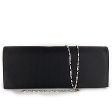 Pochette raso nero da donna clutch elegante per cerimonia piccola borsetta sera