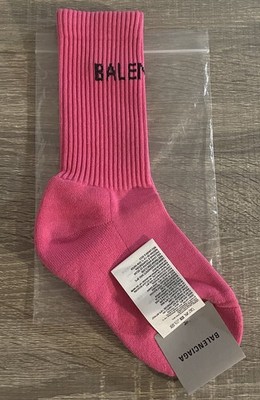 Balenciaga Cotton Tennis Socks In Pink/Black Size Small - Authentic NWT