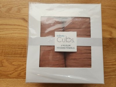 Comfy Cubs 2-Pack Muslin Hooded Baby Towels Brown 9-Layer Soft Absorbent New